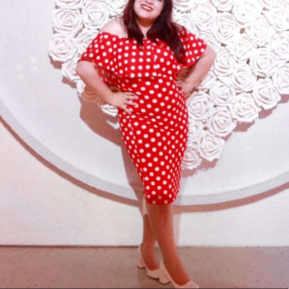 Off shoulder Polka dot dress, Disney Style